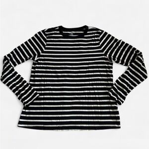 Old Navy Black and White Striped long sleeve T-Shirt size Large Tall
